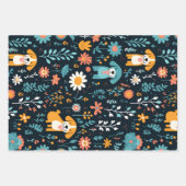 かわいい子犬の花セット3 ラッピングペーパーシート (正面)