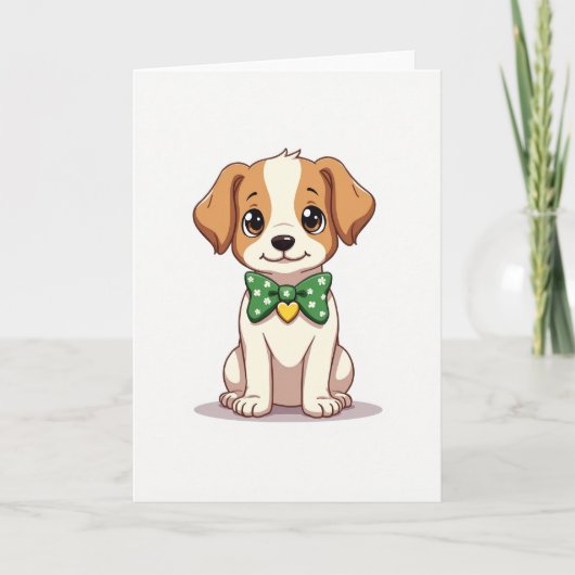 かわいい子犬の蝶ネクタイカード カード (正面)