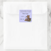 かわいい子犬の誕生アナウンスメント スクエアシール (バッグ)