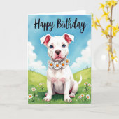 かわいい子犬の誕生日カード カード (黄色い花)