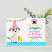 かわいい子犬の誕生日パーティーの招待状 招待状 (スタンド正面)