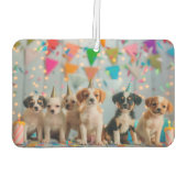 かわいい子犬の誕生日パーティーデザイン カーエアーフレッシュナー (裏面)