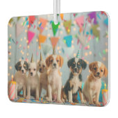 かわいい子犬の誕生日パーティーデザイン カーエアーフレッシュナー (左)