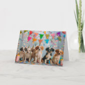かわいい子犬の誕生日パーティーデザイン カード (正面)