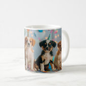 かわいい子犬の誕生日パーティーデザイン コーヒーマグカップ (正面右)