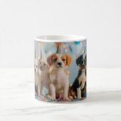 かわいい子犬の誕生日パーティーデザイン コーヒーマグカップ (中央)