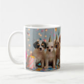 かわいい子犬の誕生日パーティーデザイン コーヒーマグカップ (左)