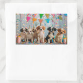 かわいい子犬の誕生日パーティーデザイン 長方形シール (バッグ)