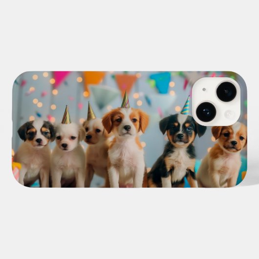 かわいい子犬の誕生日パーティーデザイン Case-Mate iPhoneケース (裏面 (横))