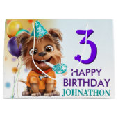 かわいい子犬の誕生日パーティー ラージペーパーバッグ (正面)