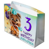かわいい子犬の誕生日パーティー ラージペーパーバッグ (裏面アングル)