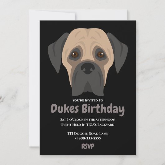 かわいい子犬の誕生日パーティー 招待状 (正面)