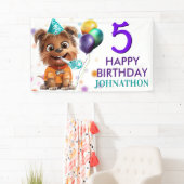 かわいい子犬の誕生日パーティー 横断幕 (インサイチュ)