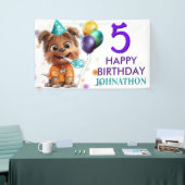 かわいい子犬の誕生日パーティー 横断幕 (トレードショー)