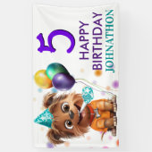 かわいい子犬の誕生日パーティー 横断幕 (縦)