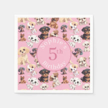 かわいい子犬の誕生日ピンク