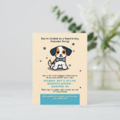 かわいい子犬の誕生日ポストカード招待状 ポストカード (スタンド正面)