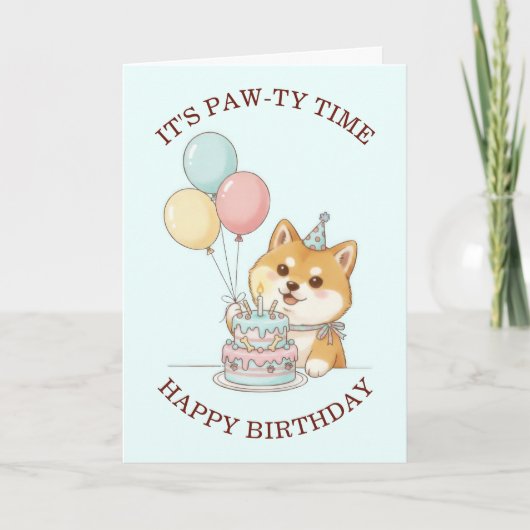 かわいい子犬の誕生日 カード (正面)