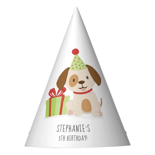 かわいい子犬の誕生日 パーティーハット (正面)