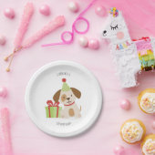 かわいい子犬の誕生日 ペーパープレート (パーティー)