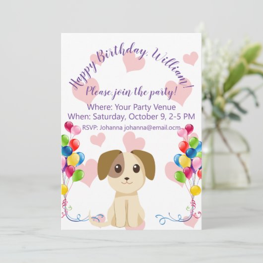 かわいい子犬の誕生日 招待状 (スタンド正面)