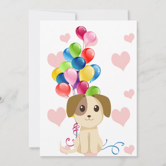 かわいい子犬の誕生日 招待状 (裏面)