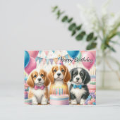 かわいい子犬の誕生日 犬からのポストカード ポストカード (スタンド正面)