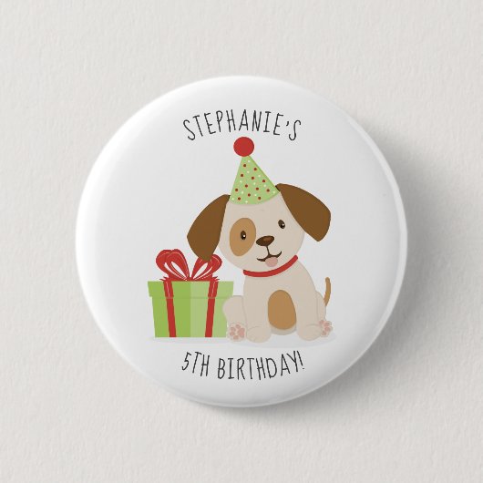 かわいい子犬の誕生日 缶バッジ (正面)