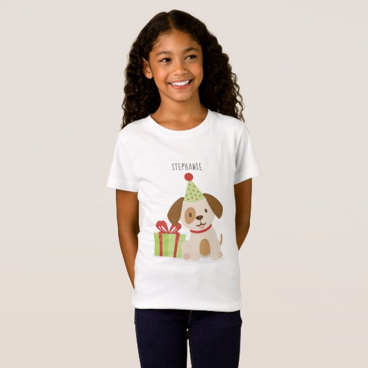 かわいい子犬の誕生日 Tシャツ (正面フル)