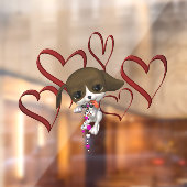 かわいい子犬の赤いハート ウィンドウサイン (シート2)