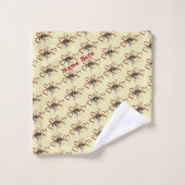 かわいい子犬の赤いハート パーソナライズされた バスタオルセット (ウォッシュタオル)