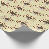 かわいい子犬の赤いハート ラッピングペーパー (角)