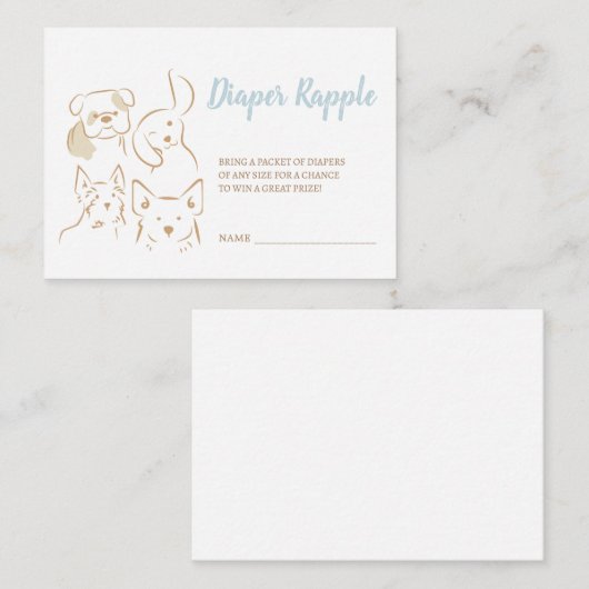 かわいい子犬の赤ちゃんシャワーおむつラップル エンクロージャーカード (正面/裏面)