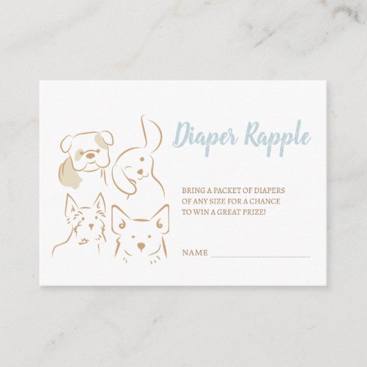 かわいい子犬の赤ちゃんシャワーおむつラップル エンクロージャーカード (正面)