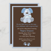 かわいい子犬の赤ちゃんシャワー招待状ブルー 招待状 (正面/裏面)