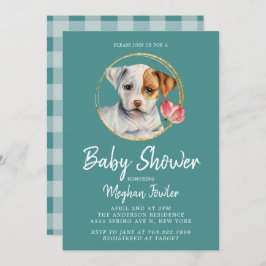 かわいい子犬の赤ちゃんシャワー水のカラー招待状 招待状