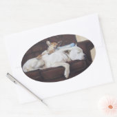 かわいい子犬の赤ちゃん写真 楕円形シール (封筒)