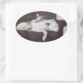 かわいい子犬の赤ちゃん写真 楕円形シール (バッグ)