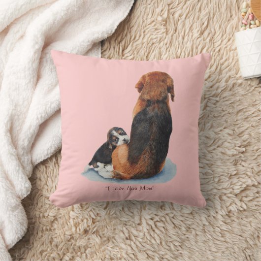 かわいい子犬の赤ちゃん母犬 クッション (ブランケット)