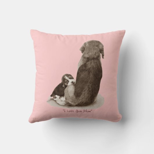 かわいい子犬の赤ちゃん母犬 クッション (裏面)