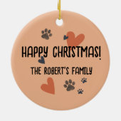 かわいい子犬の赤ん坊の動物立ち犬 セラミックオーナメント (裏面)