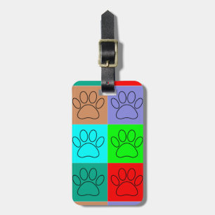 かわいい子犬の足の正方形の荷物タグ ラゲッジタグ