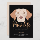 かわいい子犬の足の生活パーティー 招待状 (正面/裏面)