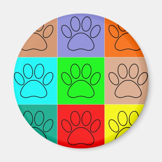 かわいい子犬の足を四角に マグネット (正面)