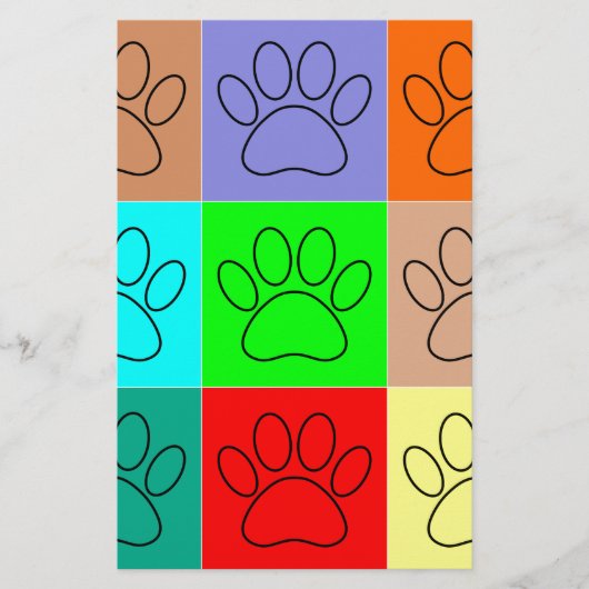 かわいい子犬の足を四角に 便箋 (正面)