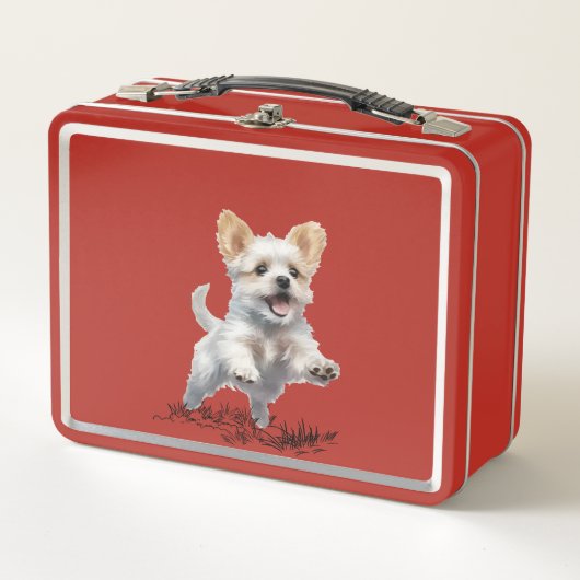 かわいい子犬の金属ランチボックス メタルランチボックス (正面)
