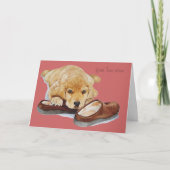 かわいい子犬の金色の取り出し犬考えるがあなたを捕まえる カード (正面)