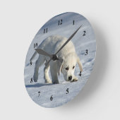 かわいい子犬の雪の写真 ラウンド壁時計 (傾斜)
