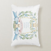 かわいい子犬の青いリボンクレスト | ベビーボーイ アクセントクッション (正面(垂直))