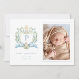 かわいい子犬の青いリボンクレスト | ベビーボーイ 案内状